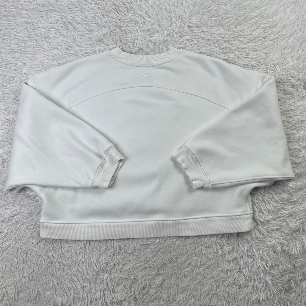 Lululemon Sweater Womens Large White Softstreme Perfectly Oversized Cropped Crew - Picture 3 of 8